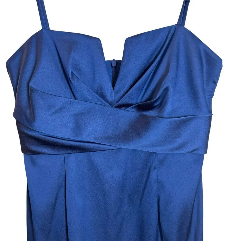 Donna Ricco New York Royal Blue Satin Knee Length Cocktail Dress Size 4P